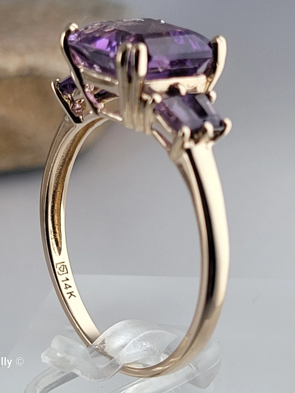 14K Yellow Gold Purple Amethyst Cocktail Ring Size 11 - Solid Gold! 👌🎁